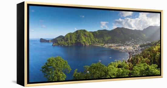 Caribbean, St Lucia, Soufriere, Soufriere Bay-Alan Copson-Framed Premier Image Canvas