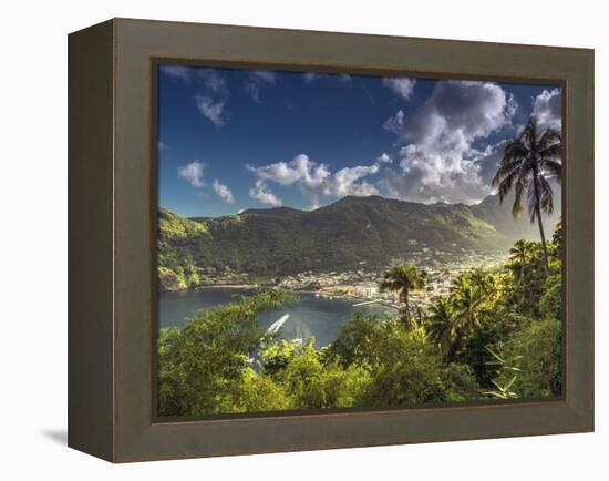 Caribbean, St Lucia, Soufriere, Soufriere Bay-Alan Copson-Framed Premier Image Canvas