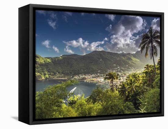 Caribbean, St Lucia, Soufriere, Soufriere Bay-Alan Copson-Framed Premier Image Canvas