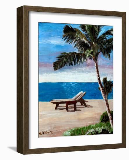 Caribbean Strand with Beach Chairs-Martina Bleichner-Framed Art Print