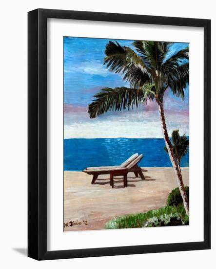 Caribbean Strand with Beach Chairs-Martina Bleichner-Framed Art Print