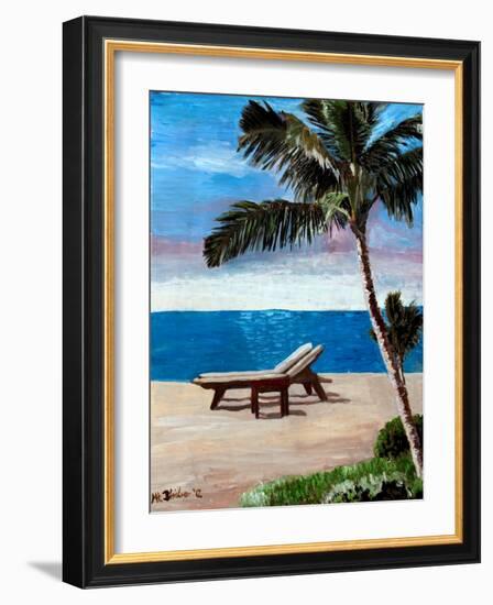 Caribbean Strand with Beach Chairs-Martina Bleichner-Framed Art Print