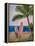 Caribbean Strand with Surf Boards-Martina Bleichner-Framed Stretched Canvas