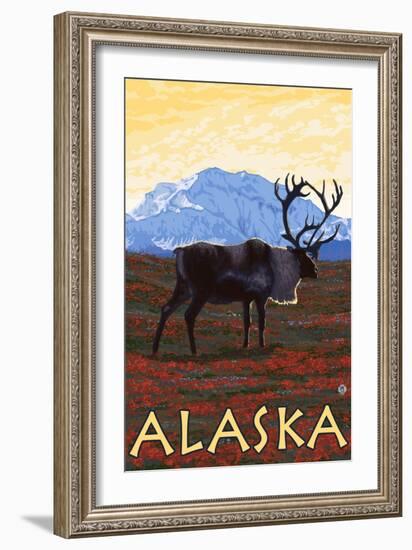 Caribou, Alaska-Lantern Press-Framed Art Print