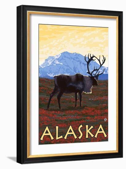 Caribou, Alaska-Lantern Press-Framed Art Print