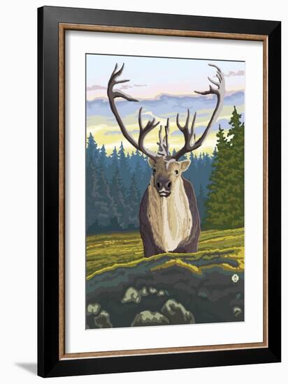 Caribou and Forest-Lantern Press-Framed Art Print