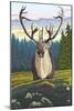 Caribou and Forest-Lantern Press-Mounted Art Print