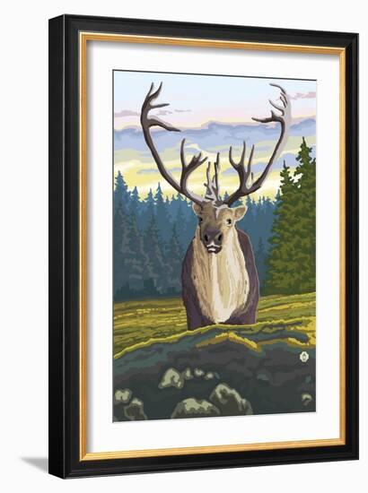 Caribou and Forest-Lantern Press-Framed Art Print