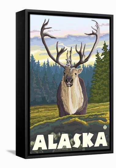 Caribou in the Wild, Alaska-Lantern Press-Framed Stretched Canvas