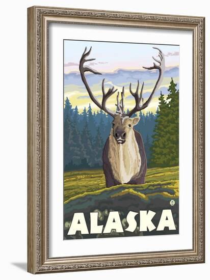 Caribou in the Wild, Alaska-Lantern Press-Framed Art Print
