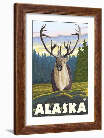 Caribou in the Wild, Alaska-Lantern Press-Framed Art Print