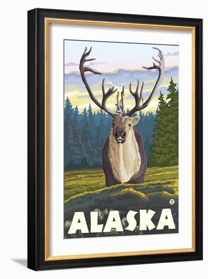 Caribou in the Wild, Alaska-Lantern Press-Framed Art Print