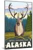 Caribou in the Wild, Denali National Park, Alaska-Lantern Press-Mounted Art Print