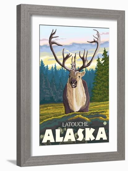 Caribou in the Wild, Latouche, Alaska-Lantern Press-Framed Art Print