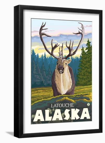 Caribou in the Wild, Latouche, Alaska-Lantern Press-Framed Art Print