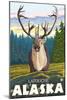 Caribou in the Wild, Latouche, Alaska-Lantern Press-Mounted Art Print