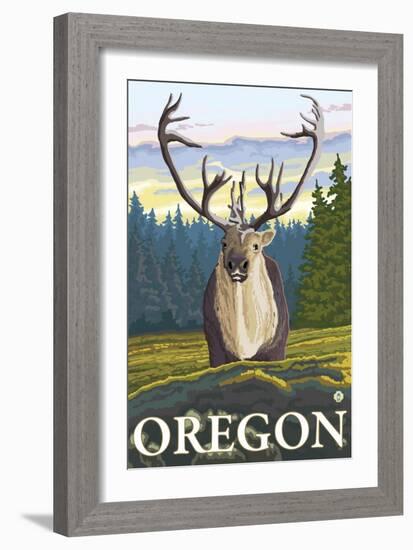 Caribou in the Wild, Oregon-Lantern Press-Framed Art Print