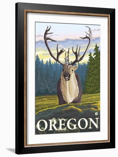 Caribou in the Wild, Oregon-Lantern Press-Framed Art Print
