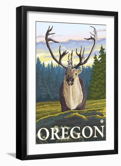 Caribou in the Wild, Oregon-Lantern Press-Framed Art Print