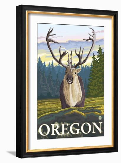 Caribou in the Wild, Oregon-Lantern Press-Framed Art Print