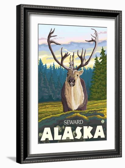 Caribou in the Wild, Seward, Alaska-Lantern Press-Framed Art Print