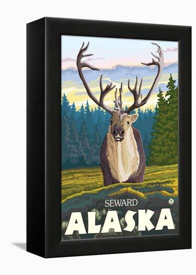 Caribou in the Wild, Seward, Alaska-Lantern Press-Framed Stretched Canvas