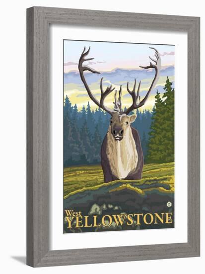 Caribou in the Wild, West Yellowstone, Montana-Lantern Press-Framed Art Print