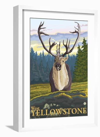Caribou in the Wild, West Yellowstone, Montana-Lantern Press-Framed Art Print