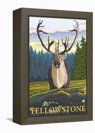 Caribou in the Wild, Yellowstone National Park-Lantern Press-Framed Stretched Canvas