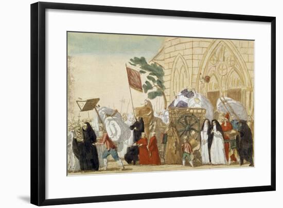 Caricature Depicting the Departure of the Clergy During the French Revolution-null-Framed Giclee Print