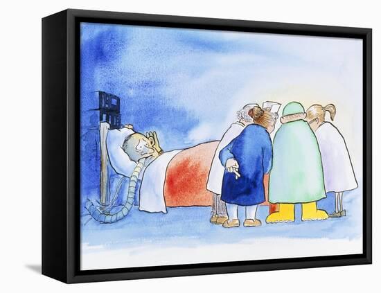 Caricature of a Hospital Consultation-David Gifford-Framed Premier Image Canvas