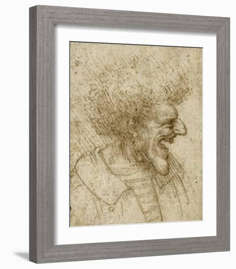 Caricature of a Man with Bushy Hair-Leonardo Da Vinci-Framed Art Print