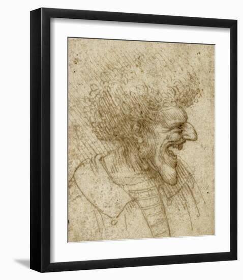 Caricature of a Man with Bushy Hair-Leonardo Da Vinci-Framed Art Print