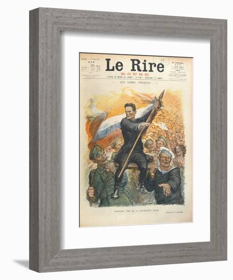 Caricature of Alexander Kerensky (1881-1970), Cover of the French Magazine 'Le Rire' 30th June 1917-Charles Leandre-Framed Giclee Print