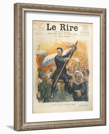 Caricature of Alexander Kerensky (1881-1970), Cover of the French Magazine 'Le Rire' 30th June 1917-Charles Leandre-Framed Giclee Print