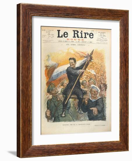 Caricature of Alexander Kerensky (1881-1970), Cover of the French Magazine 'Le Rire' 30th June 1917-Charles Leandre-Framed Giclee Print