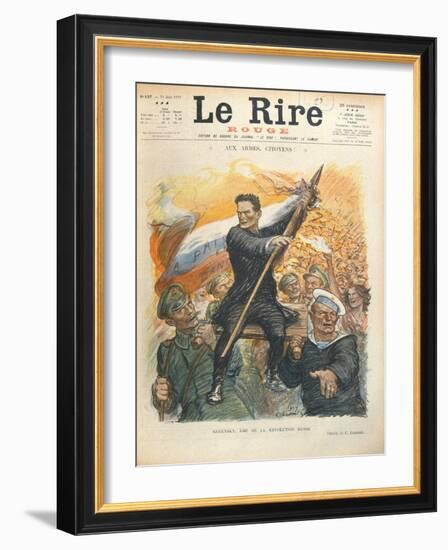 Caricature of Alexander Kerensky (1881-1970), Cover of the French Magazine 'Le Rire' 30th June 1917-Charles Leandre-Framed Giclee Print