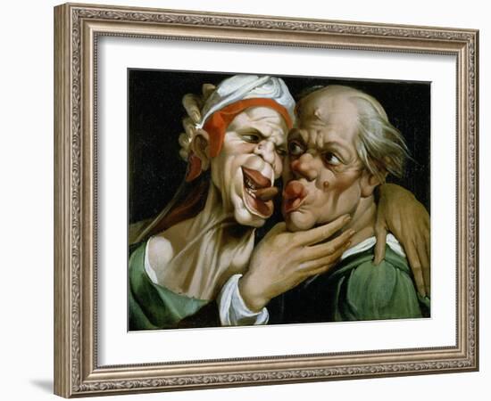 Caricature of an old couple-Bartolomeo Passarotti-Framed Giclee Print