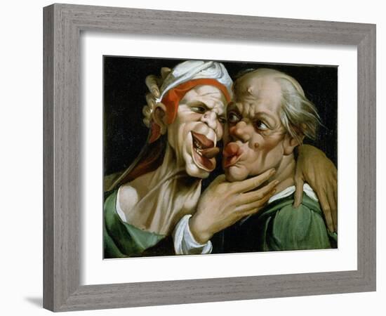 Caricature of an old couple-Bartolomeo Passarotti-Framed Giclee Print