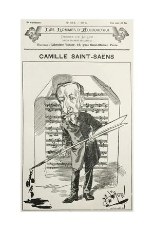 Caricature Of Charles Camille Saint Saens French Composer