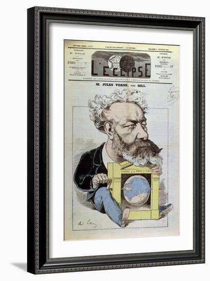 Caricature of Jules Verne from "L'Eclipse," 13th December 1874-André Gill-Framed Giclee Print