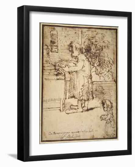 Caricature of the Aldobrandini Theologian, with a Female Dwarf Holding Her Dog-Domenichino-Framed Giclee Print