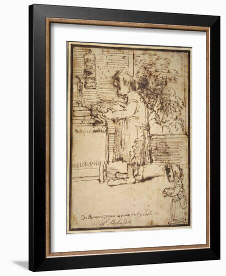 Caricature of the Aldobrandini Theologian, with a Female Dwarf Holding Her Dog-Domenichino-Framed Giclee Print