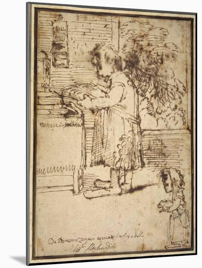 Caricature of the Aldobrandini Theologian, with a Female Dwarf Holding Her Dog-Domenichino-Mounted Giclee Print