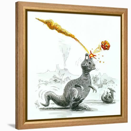 Caricature of the Death of Dinosaurs by Meteorite-Lutz Lange-Framed Premier Image Canvas