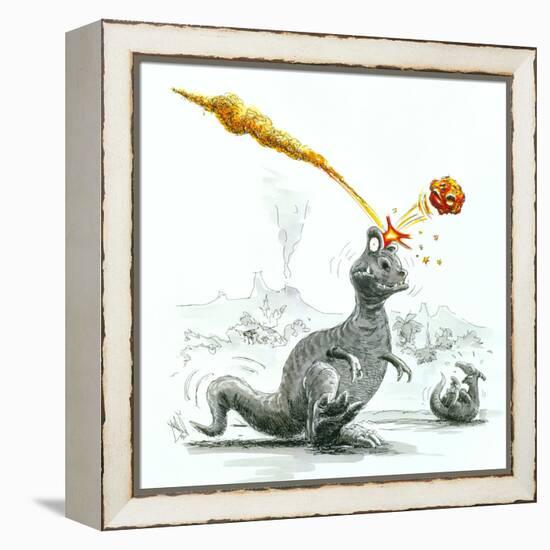 Caricature of the Death of Dinosaurs by Meteorite-Lutz Lange-Framed Premier Image Canvas