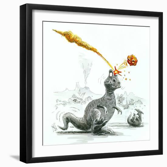 Caricature of the Death of Dinosaurs by Meteorite-Lutz Lange-Framed Premium Photographic Print