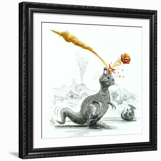 Caricature of the Death of Dinosaurs by Meteorite-Lutz Lange-Framed Photographic Print