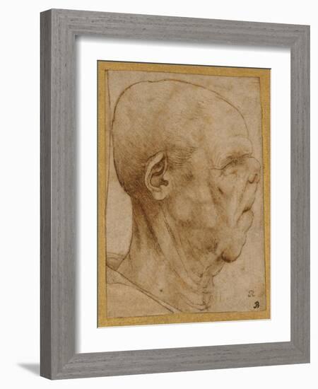 Caricature of the Head of an Old Man, in Profile to the Right, c.1507-Leonardo da Vinci-Framed Giclee Print