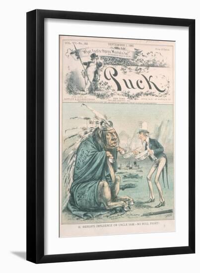 Caricature of Uncle Sam and Sitting Bull-null-Framed Giclee Print